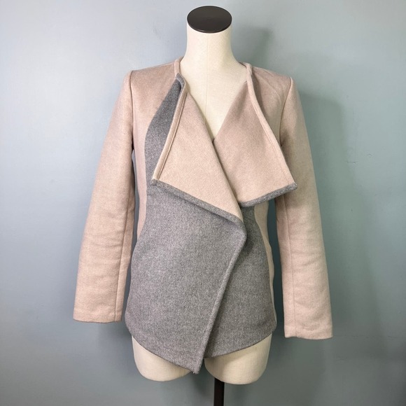 Lucky Brand Beige Tan and Gray Asymmetrical Wool Blend Jacket Women's Size XS - Picture 1 of 16